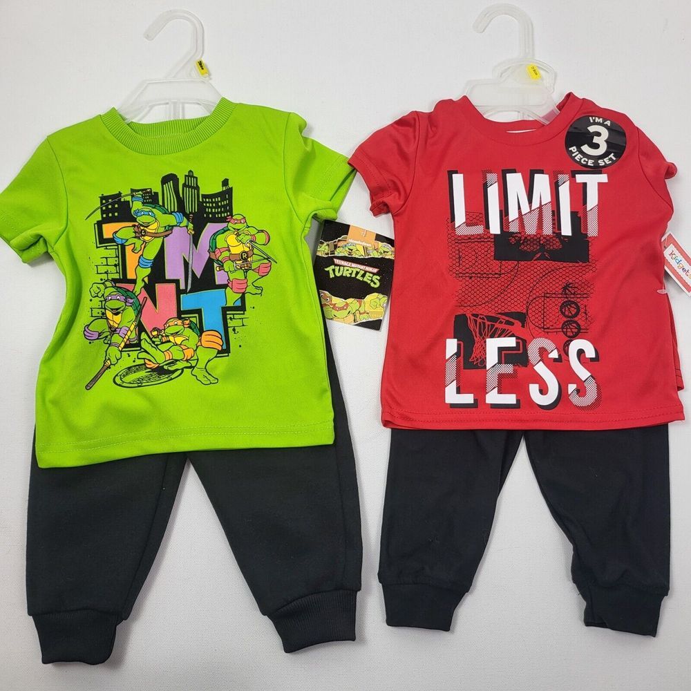 Size 12M Teenage Mutant Ninja Turtles 2 pc Jogger Set & 3 Pc Kidgets Outfits New